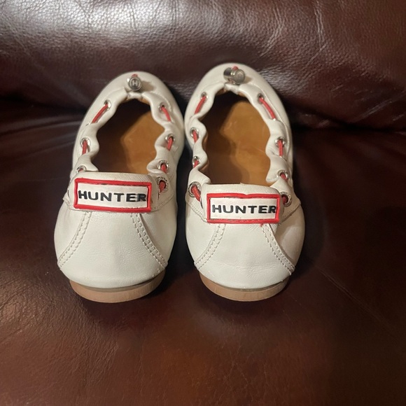Hunter Shoes - HUNTER leather flats, cream with red stitching, 5 1/2, very good used condition
